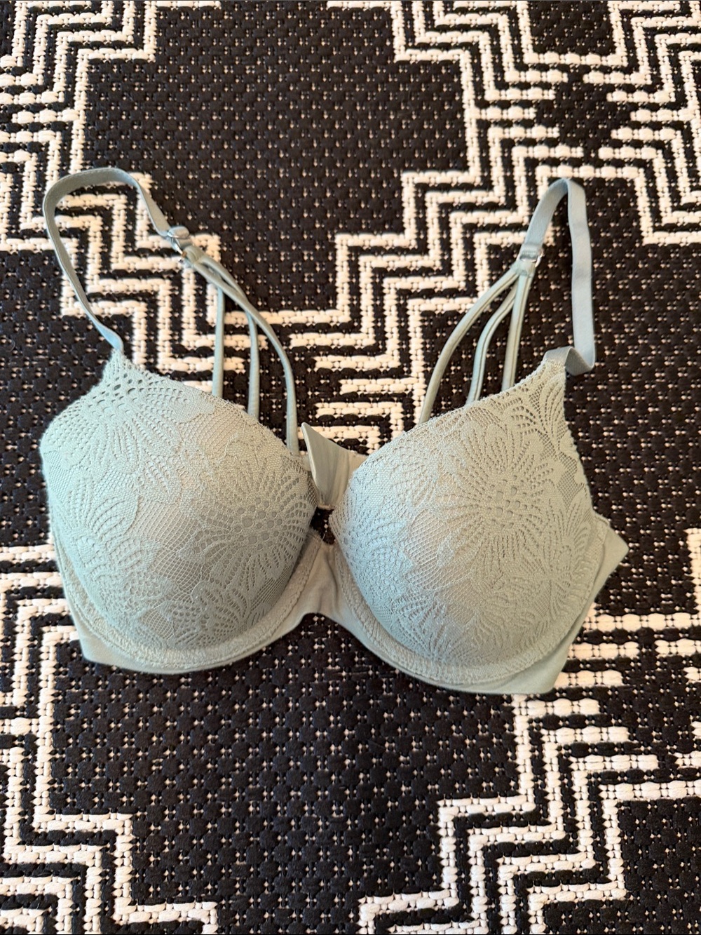 Light Sage Lace Push-Up Bra - aerie 32D strappy back Sunnie Demi